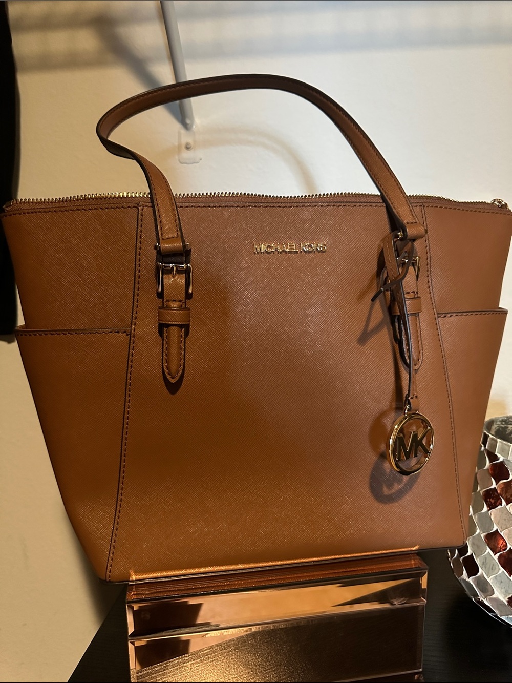 Michael Kors Cognac Saffiano Leather Tote